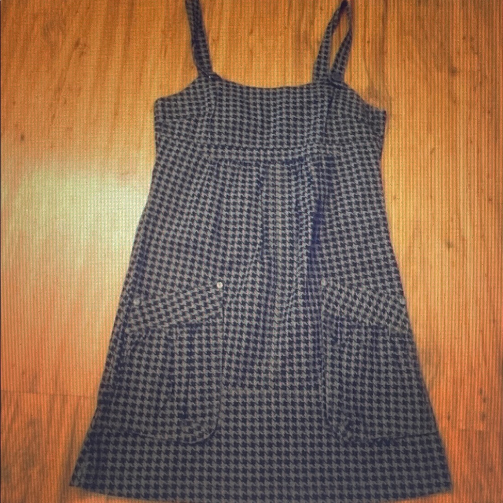 Hurley Black and Gray Houndstooth Mini Dress